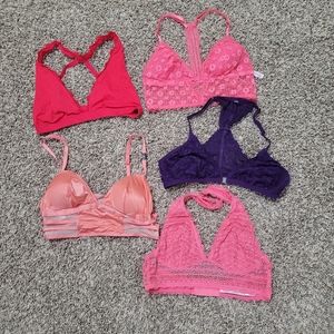 Bundle of 5 size medium victoria's secret sexy satin and lace bralettes